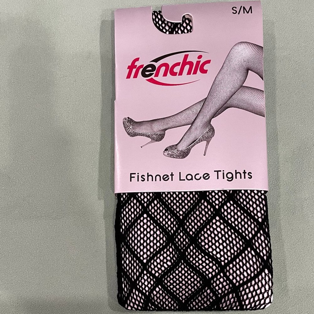 NWT Frenchic Fishnet Black Lace Tights S/M